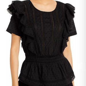 LoveShackFancy Natasha Short Sleeve Eyelet Mini Dress